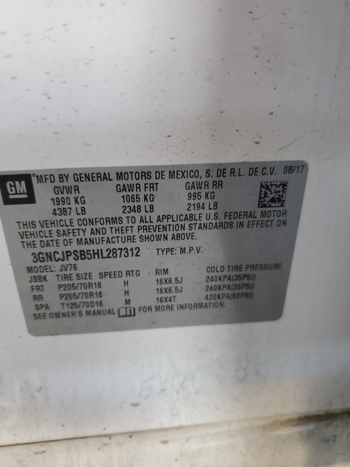 2017 Chevrolet Trax VIN 3GNCJPSB5HL287312 Copart auction photo, front end damage thumbnail 15