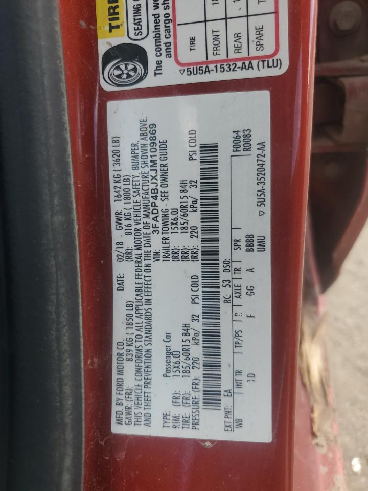 2018 Ford Fiesta VIN 3FADP4BJXJM109869 Copart auction photo, normal wear damage thumbnail 12