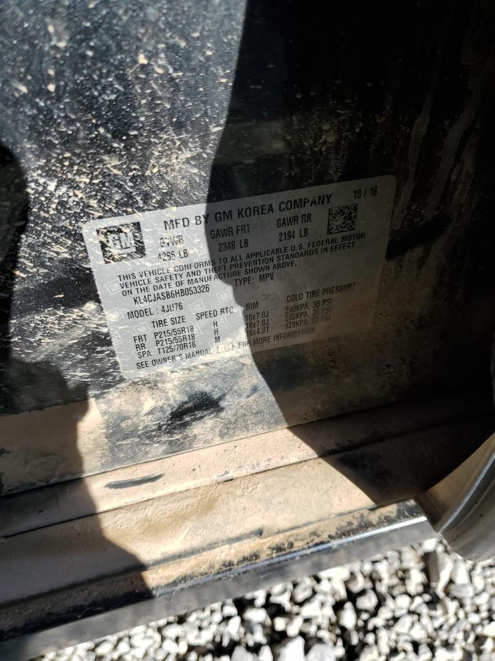 2017 Buick Encore VIN KL4CJASB6HB053326 Copart auction photo, front end damage thumbnail 13