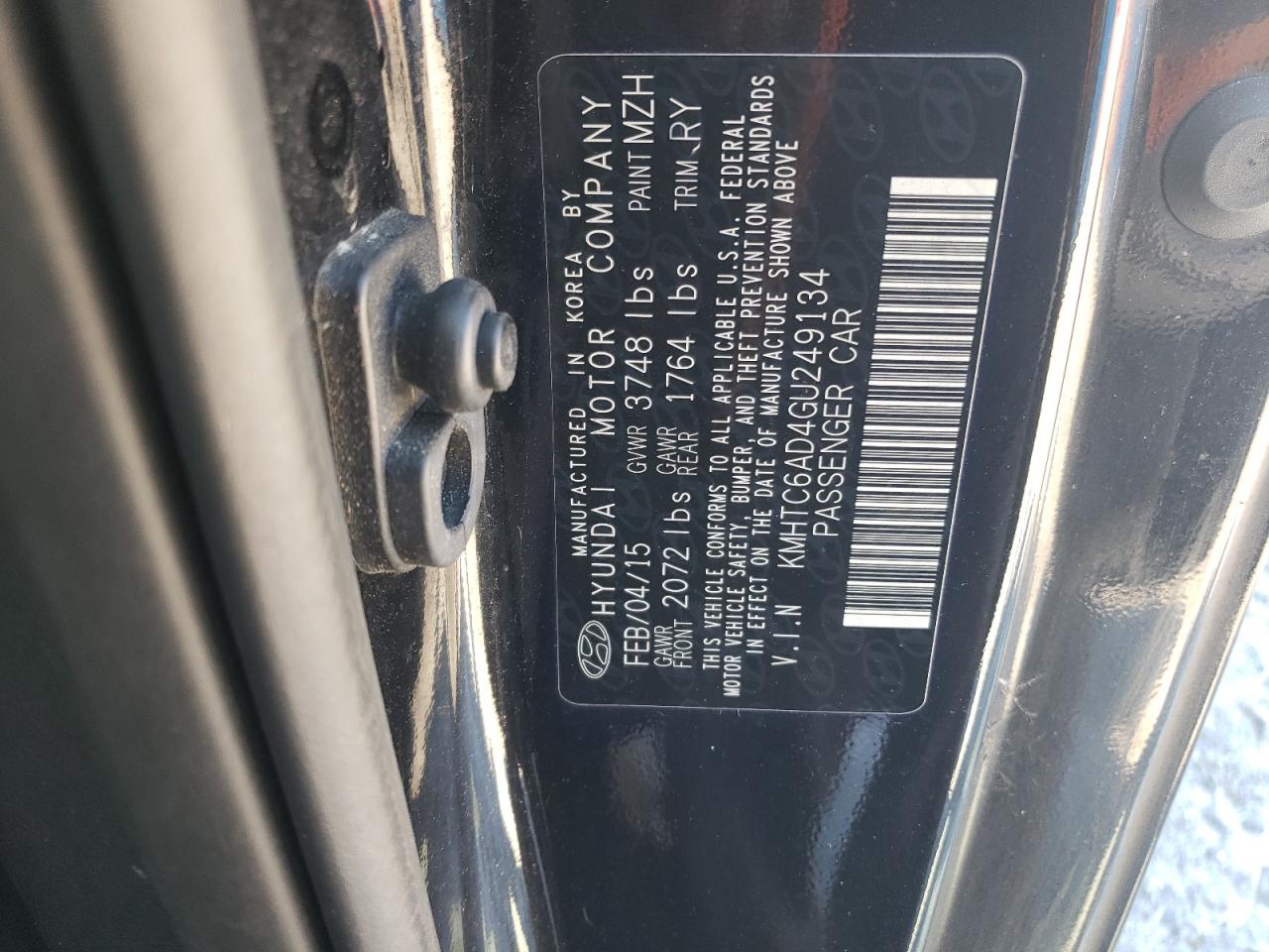 2016 Hyundai Veloster VIN KMHTC6AD4GU249134 Copart auction photo, minor dent/scratches damage thumbnail 12