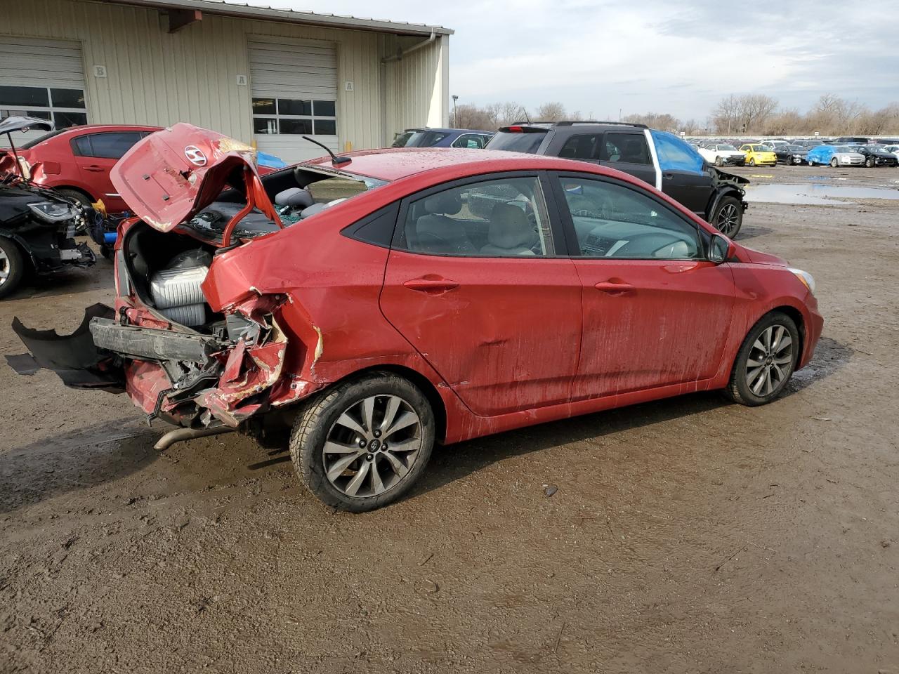 2017 Hyundai Accent VIN KMHCT4AE1HU356270 Copart auction photo, rear end / side damage thumbnail 3