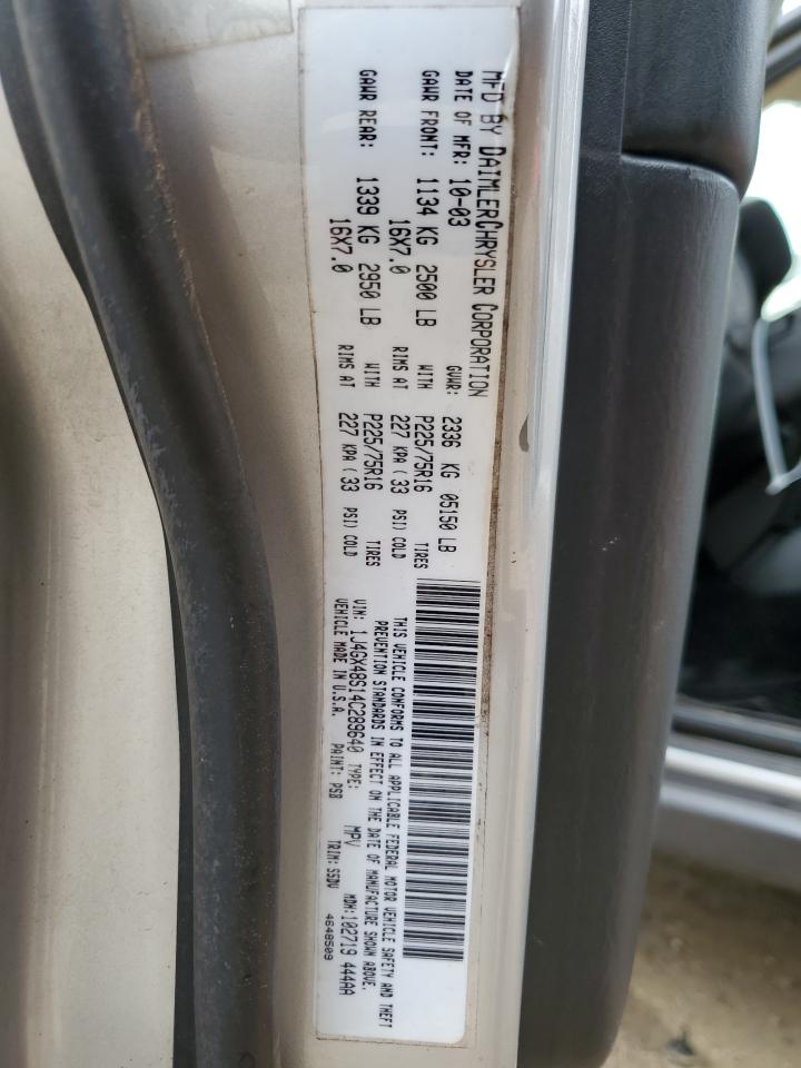 2004 Jeep Grand Cherokee VIN 1J4GX48S14C289640 Copart auction photo, front end damage thumbnail 13