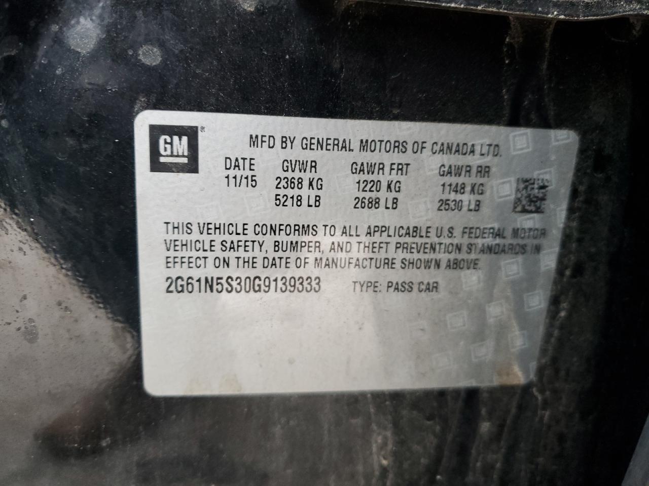 2016 Cadillac XTS VIN 2G61N5S30G9139333 Copart auction photo, front end damage thumbnail 12