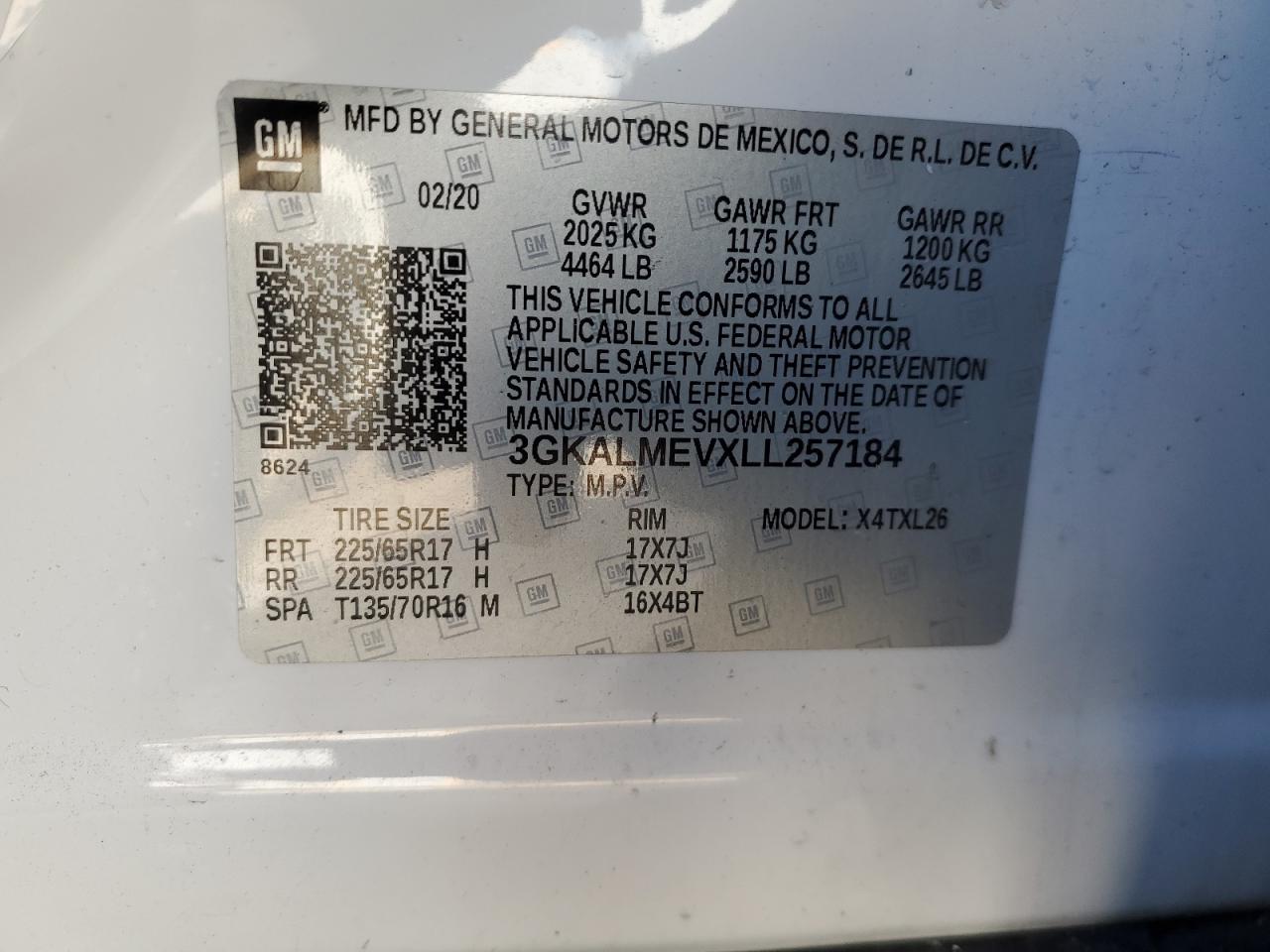 2020 GMC Terrain VIN 3GKALMEVXLL257184 Copart auction photo, side damage thumbnail 13