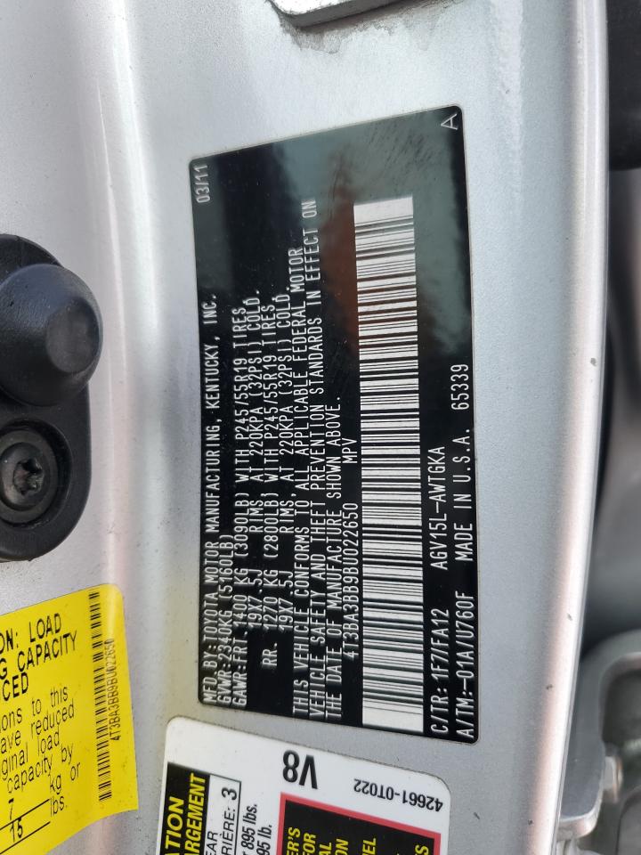 2011 Toyota Venza VIN 4T3BA3BB9BU022650 Copart auction photo, undercarriage / front end damage thumbnail 13