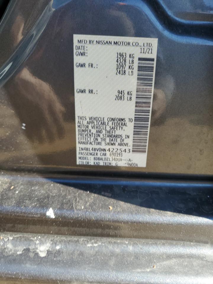 2021 Nissan Altima VIN 1N4BL4BV0MN422543 Copart auction photo, front end / side damage thumbnail 12