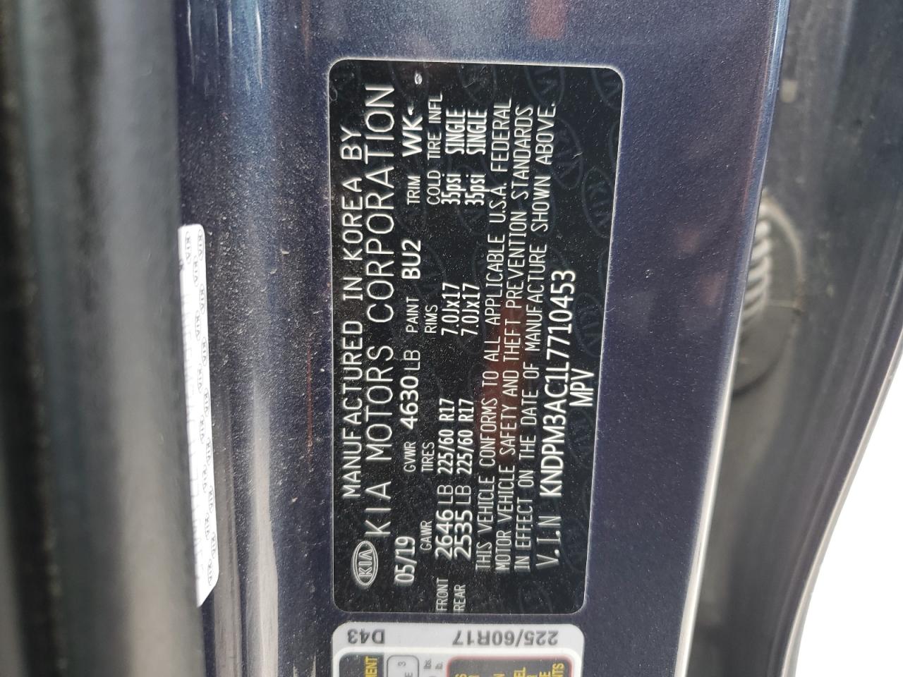 2020 KIA Sportage VIN KNDPM3AC1L7710453 Copart auction photo, front end damage thumbnail 13