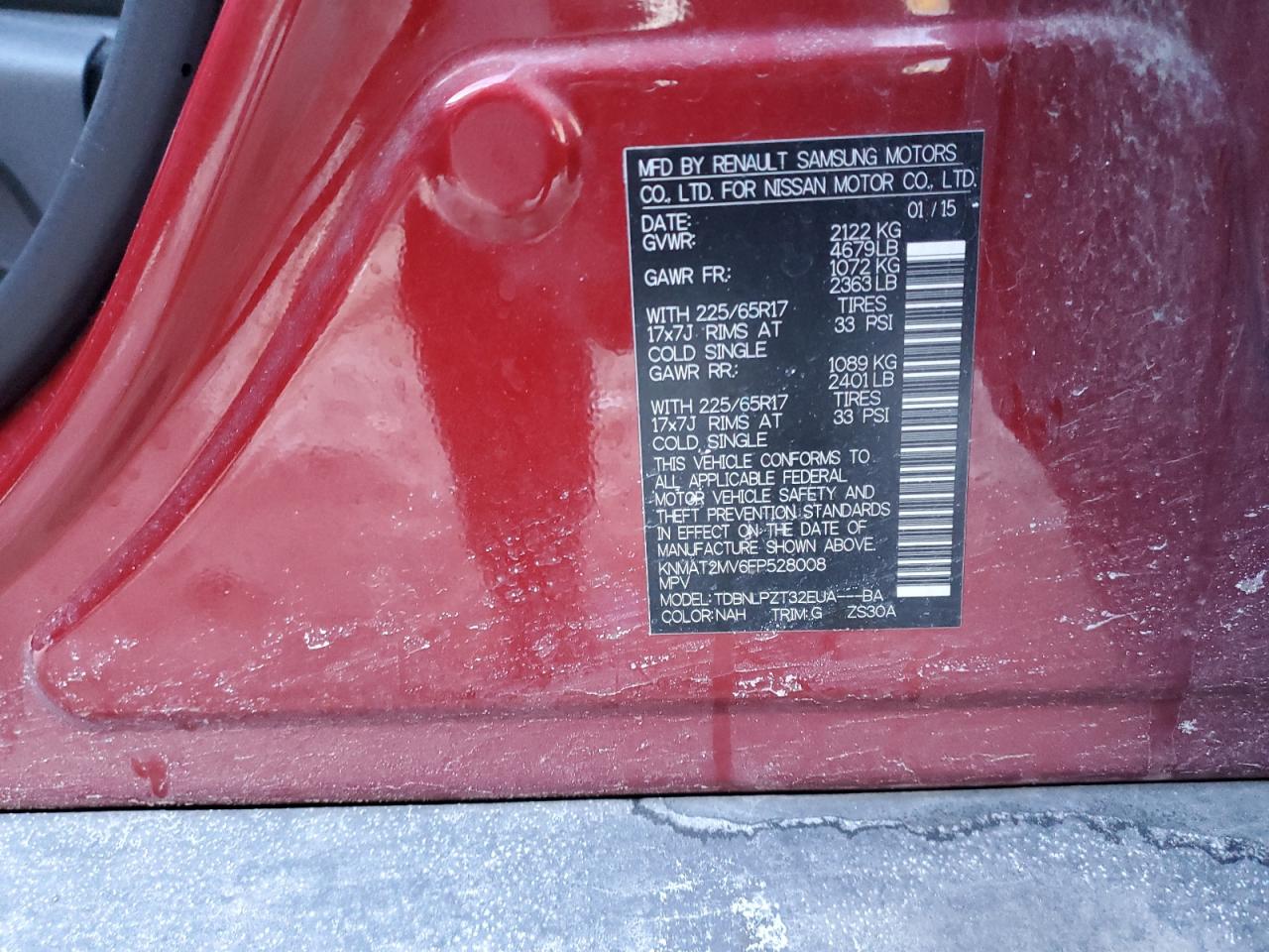 2015 Nissan Rogue VIN KNMAT2MV6FP528008 Copart auction photo, front end damage thumbnail 16