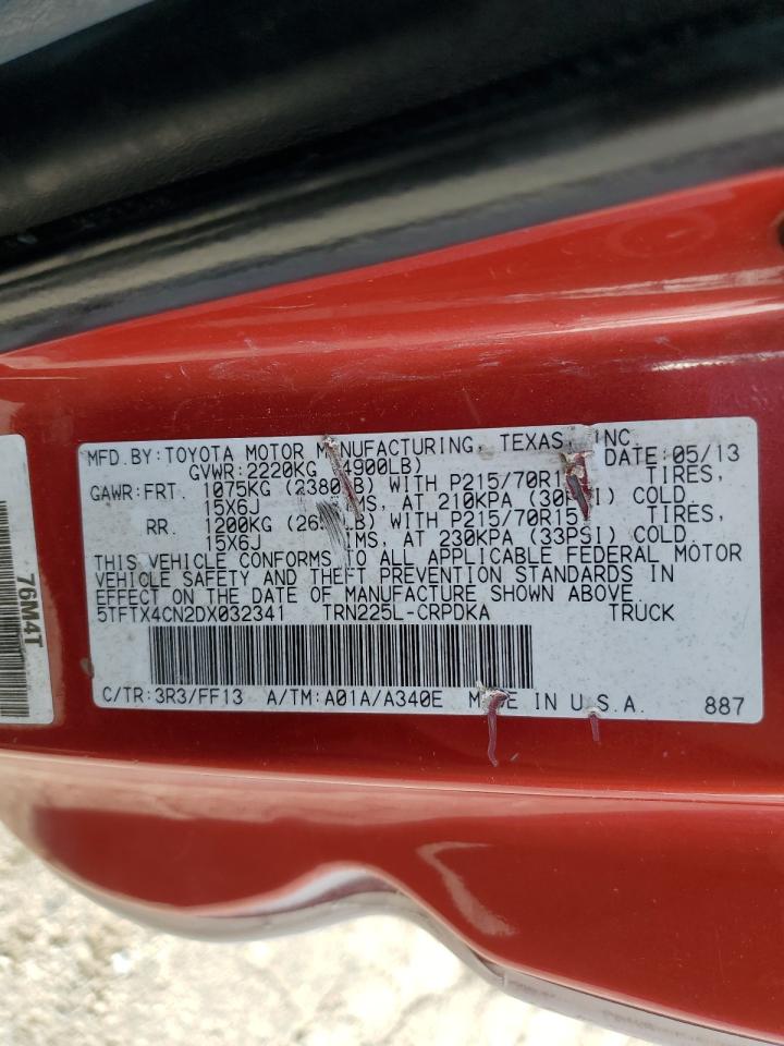 2013 Toyota Tacoma VIN 5TFTX4CN2DX032341 Copart auction photo, side / rear end damage thumbnail 12