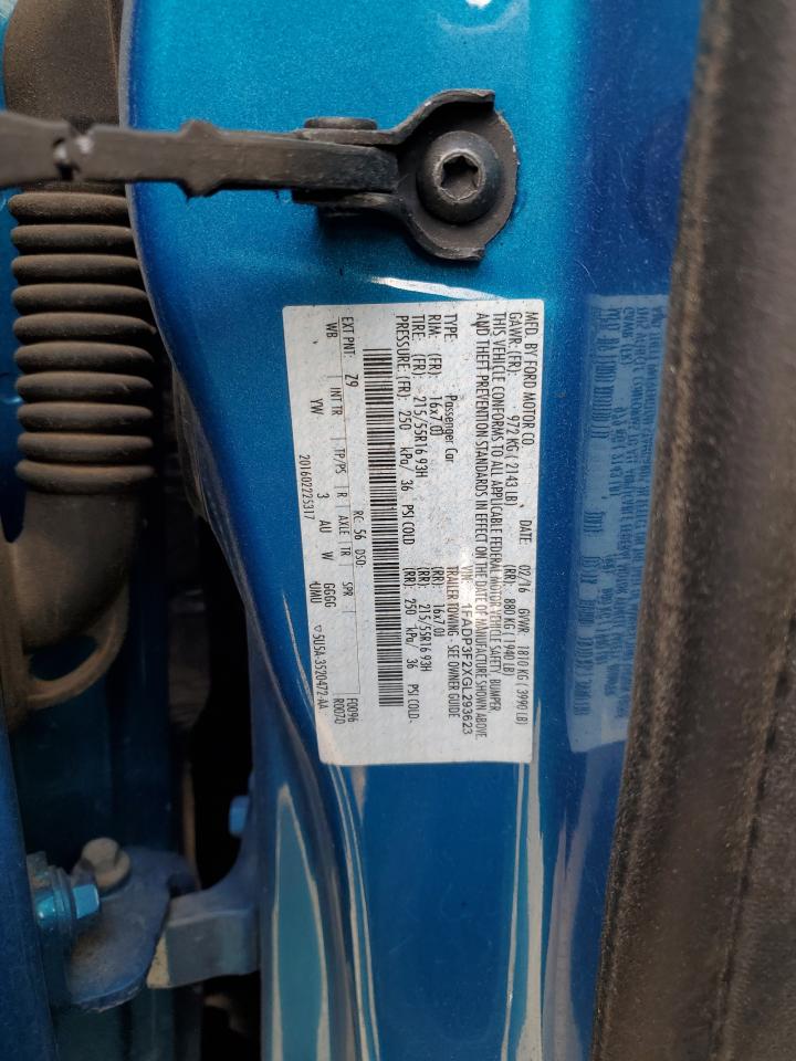 2016 Ford Focus VIN 1FADP3F2XGL293623 Copart auction photo, rear end / front end damage thumbnail 12