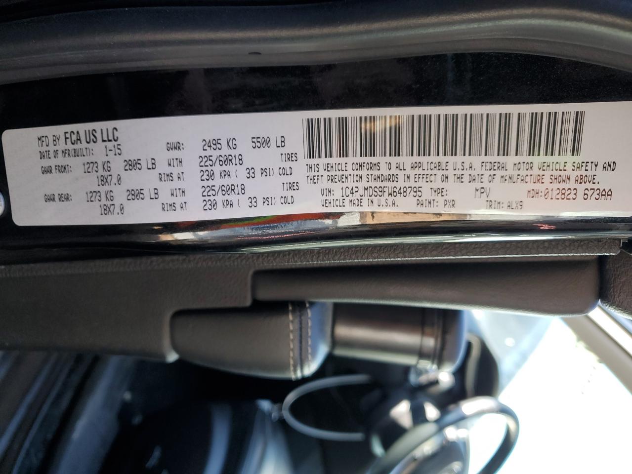 2015 Jeep Grand Cherokee VIN 1C4PJMDS9FW648795 Copart auction photo, all over damage thumbnail 13