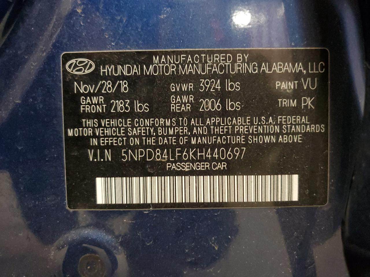 2019 Hyundai Elantra VIN 5NPD84LF6KH440697 Copart auction photo, all over / vandalism damage thumbnail 13