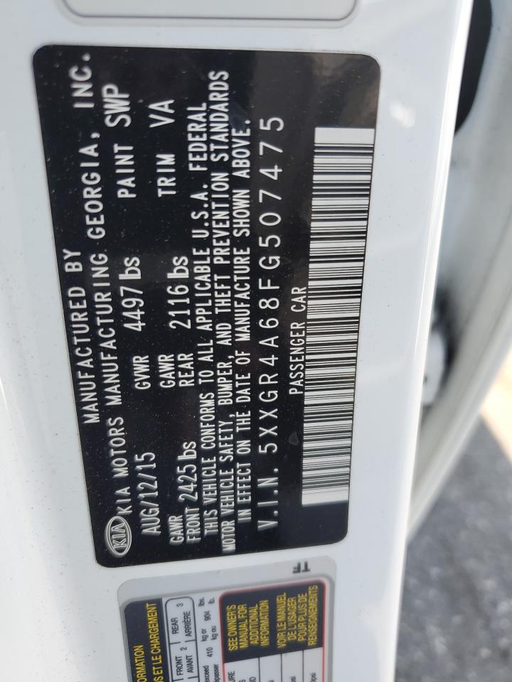 2015 KIA Optima VIN 5XXGR4A68FG507475 Copart auction photo, all over damage thumbnail 12