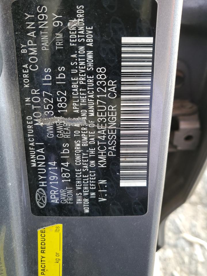 2014 Hyundai Accent VIN KMHCT4AE3EU712388 Copart auction photo, front end damage thumbnail 12