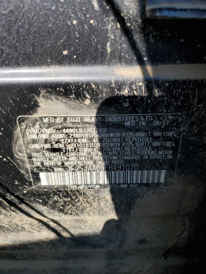 2014 Subaru Forester VIN JF2SJAAC9EH491070 Copart auction photo, front end / side damage thumbnail 13