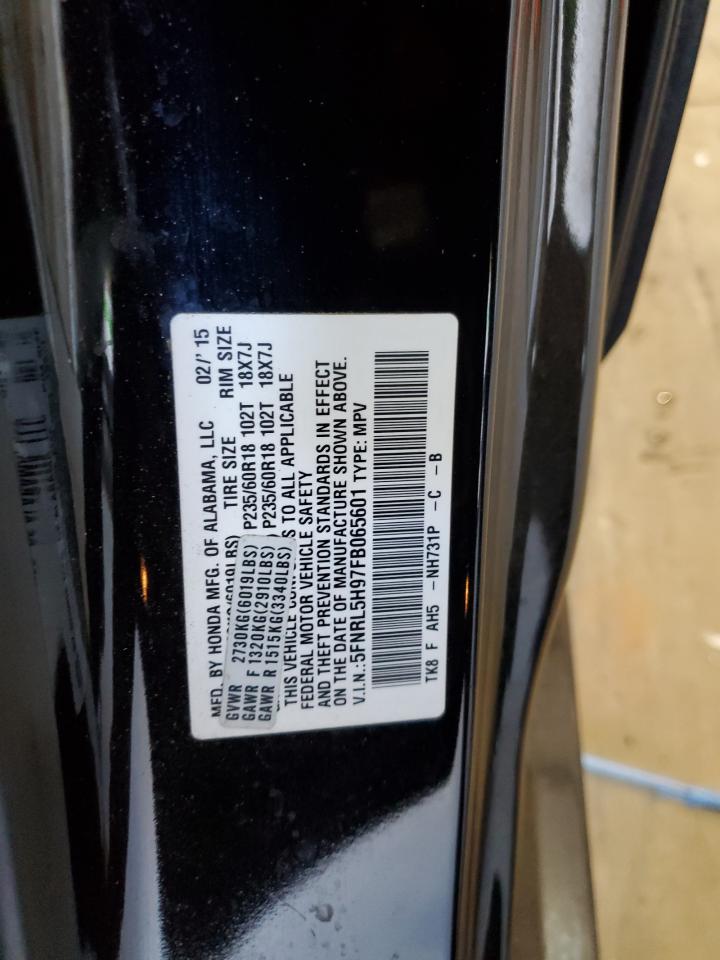 2015 Honda Odyssey VIN 5FNRL5H97FB065601 Copart auction photo, front end damage thumbnail 14
