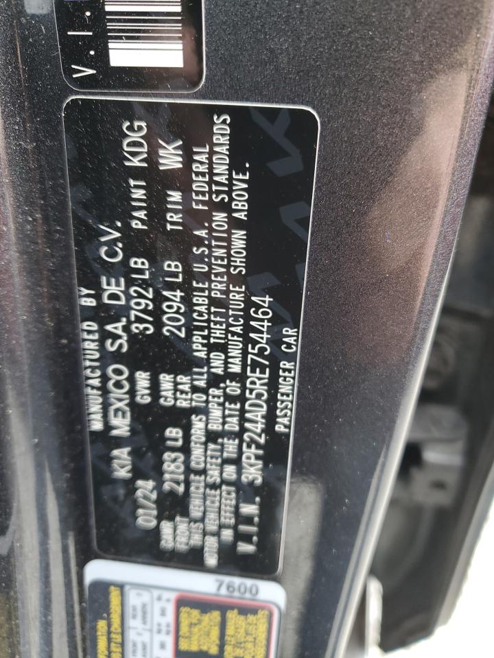 2024 KIA Forte VIN 3KPF24AD5RE754464 Copart auction photo, front end / rear end damage thumbnail 12