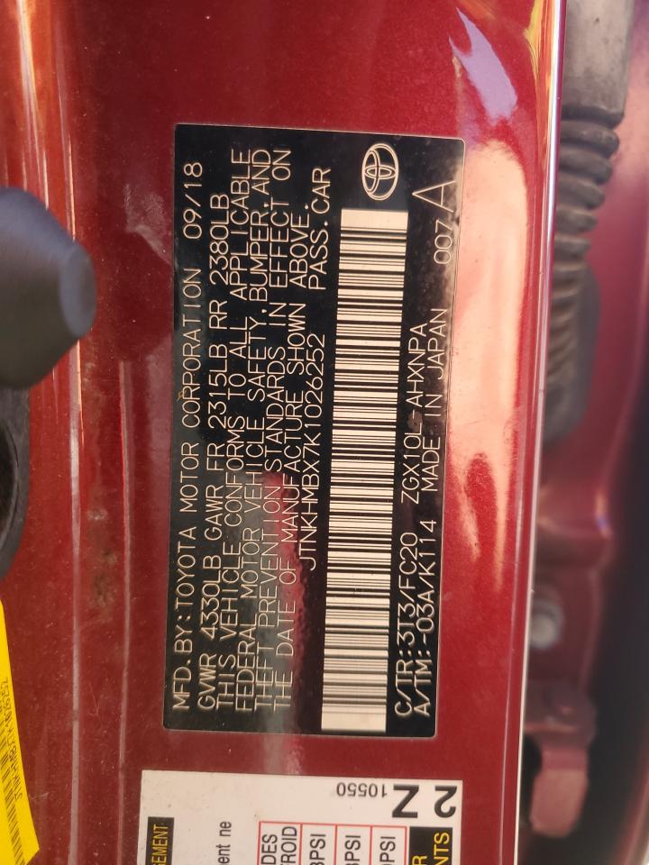 2019 Toyota C-HR VIN JTNKHMBX7K1026252 Copart auction photo, rear end damage thumbnail 12