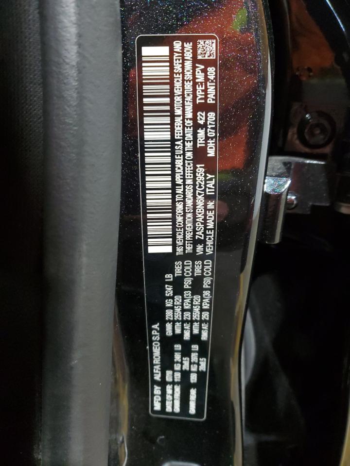 2019 Alfa Romeo Stelvio VIN ZASPAKBN6K7C29591 Copart auction photo, rear end / minor dent/scratches damage thumbnail 13