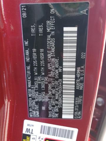 2021 Toyota Highlander VIN 5TDGBRCH7MS064408 Copart auction photo, side / front end damage thumbnail 13