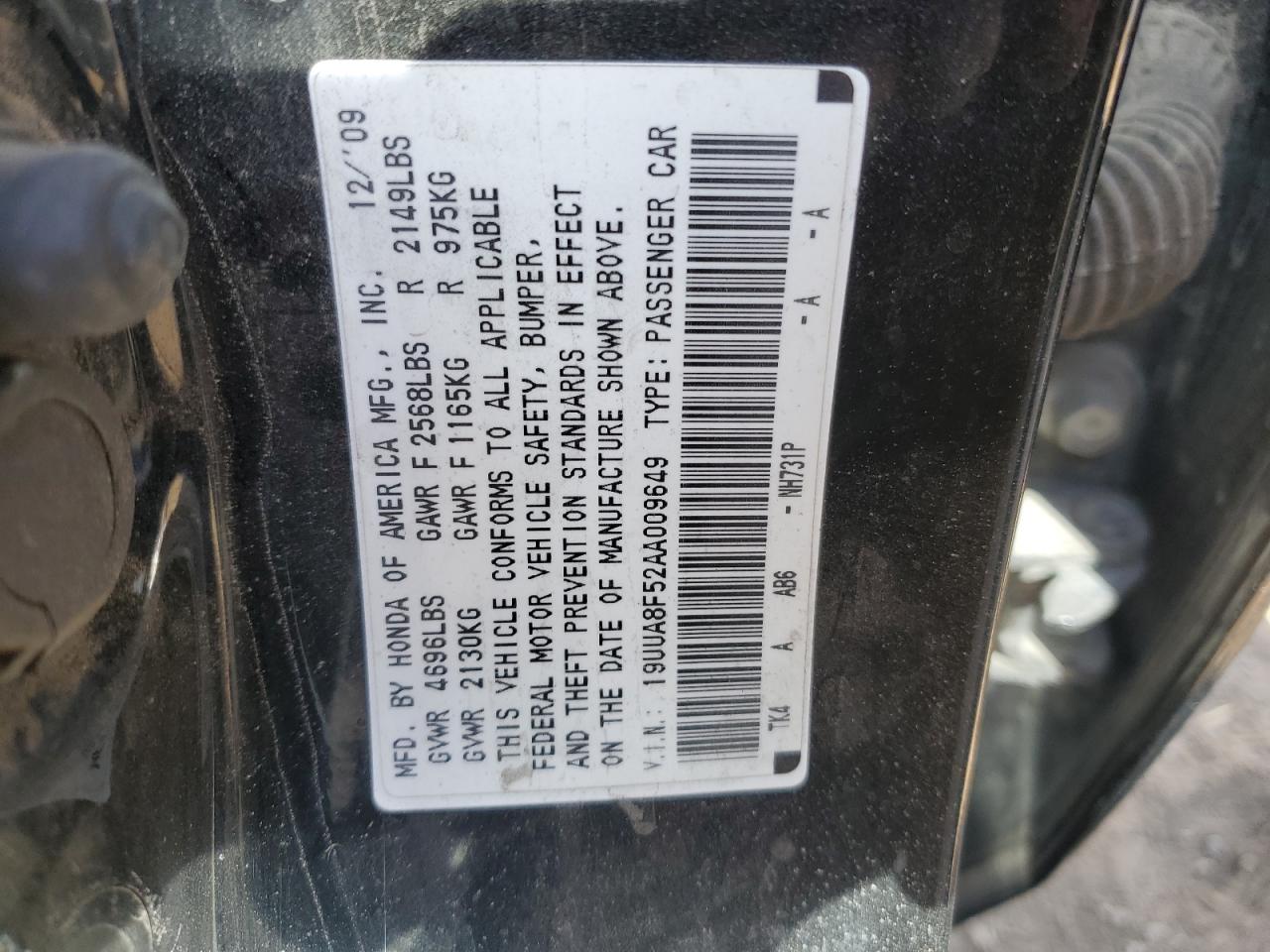 2010 Acura TL VIN 19UUA8F52AA009649 Copart auction photo, mechanical damage thumbnail 12