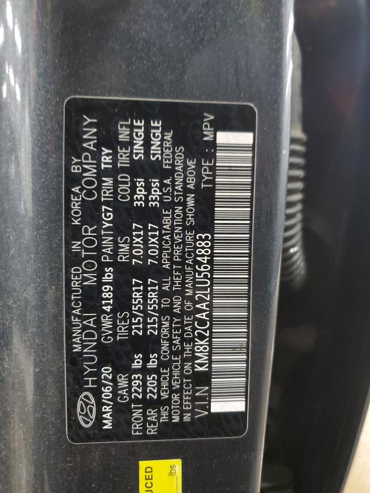 2020 Hyundai Kona VIN KM8K2CAA2LU564883 Copart auction photo, side / front end damage thumbnail 13