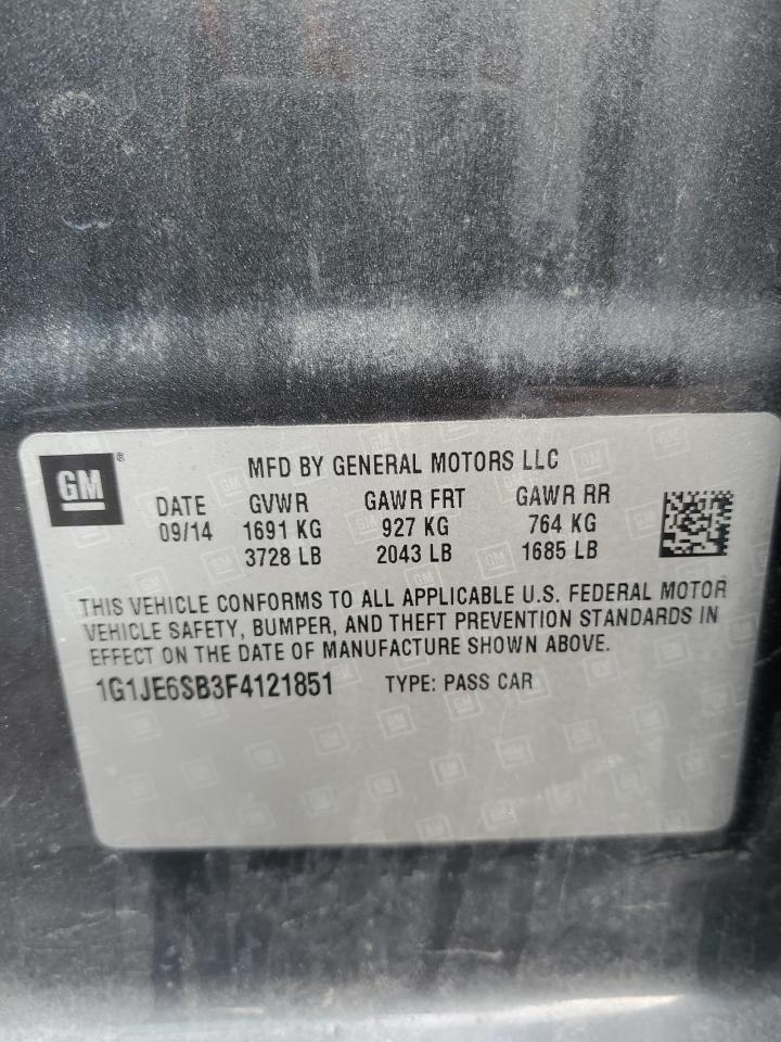 2015 Chevrolet Sonic VIN 1G1JE6SB3F4121851 Copart auction photo, rear end damage thumbnail 16