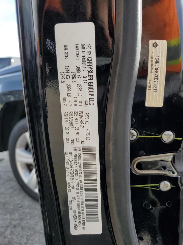 2014 Jeep Liberty (Patriot) VIN 1C4NJRFB7ED766517 Copart auction photo, rear end / hail damage thumbnail 13