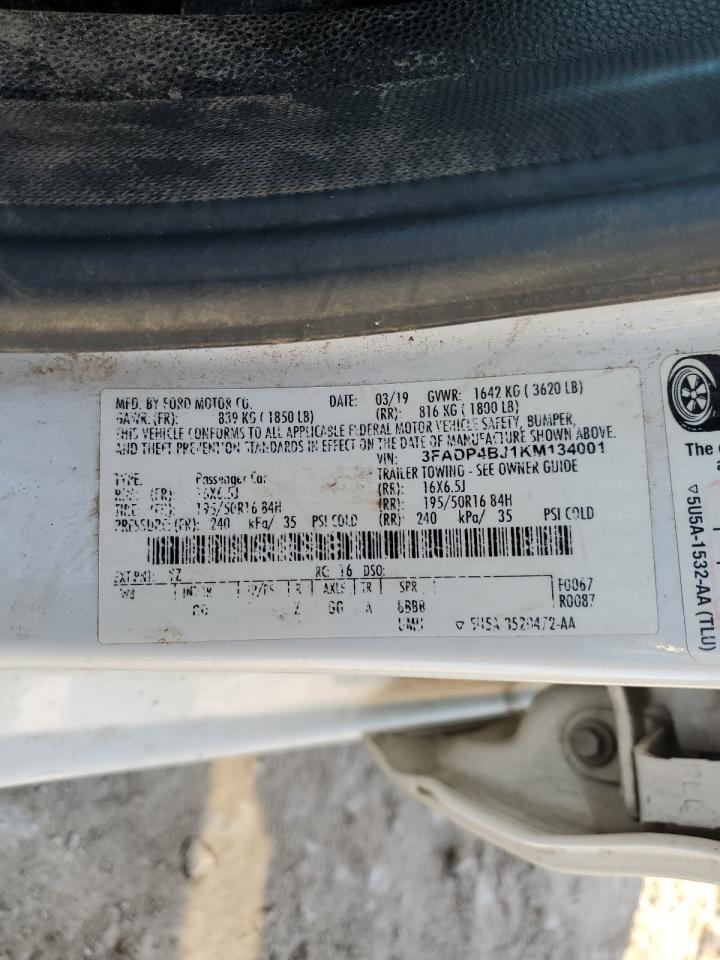 2019 Ford Fiesta VIN 3FADP4BJ1KM134001 Copart auction photo, front end damage thumbnail 14