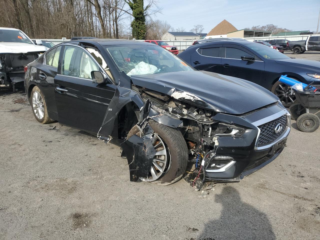 2019 Infiniti Q50 VIN JN1EV7AR8KM556133 Copart auction photo, front end / side damage thumbnail 4