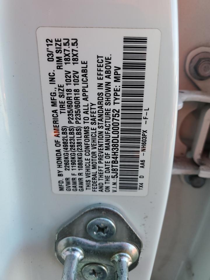 2013 Acura RDX VIN 5J8TB4H38DL000752 Copart auction photo, rear end / undercarriage damage thumbnail 15