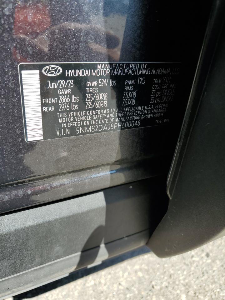 2023 Hyundai Santa Fe VIN 5NMS2DAJ8PH600048 Copart auction photo, front end / minor dent/scratches damage thumbnail 13