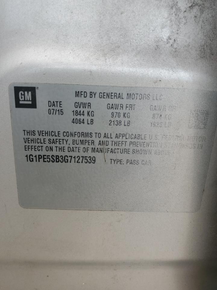 2016 Chevrolet Cruze VIN 1G1PE5SB3G7127539 Copart auction photo, minor dent/scratches damage thumbnail 12