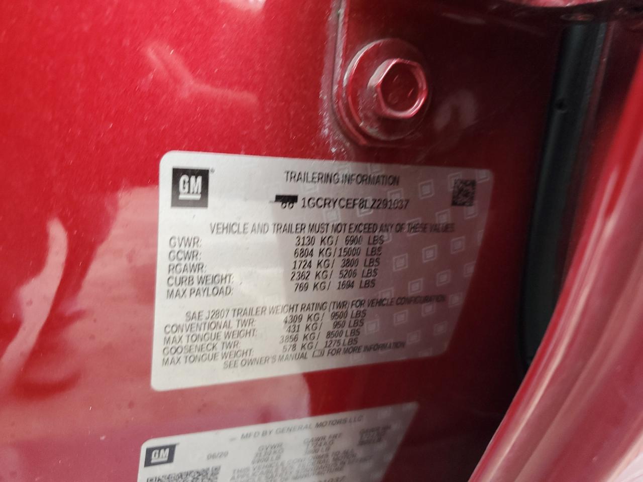 2020 Chevrolet Silverado VIN 1GCRYCEF8LZ291037 Copart auction photo, rear end / front end damage thumbnail 12