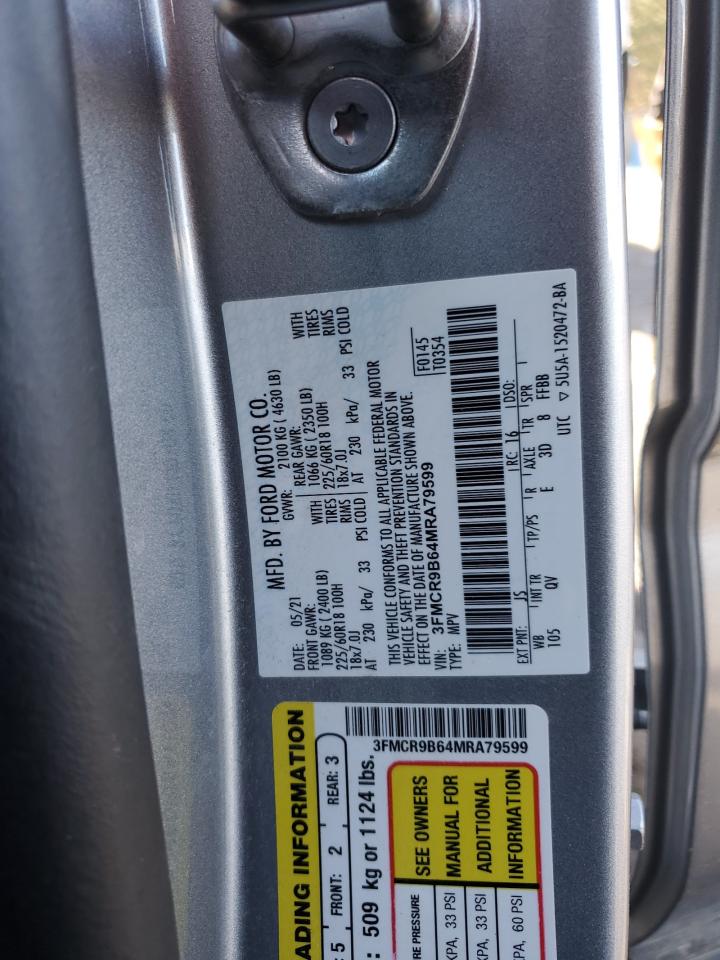 2021 Ford Bronco VIN 3FMCR9B64MRA79599 Copart auction photo, front end damage thumbnail 14