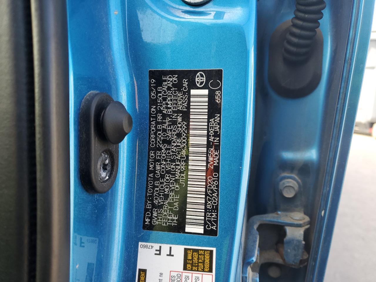 2019 Toyota Prius VIN JTDL9RFU4K3009299 Copart auction photo, front end / minor dent/scratches damage thumbnail 12