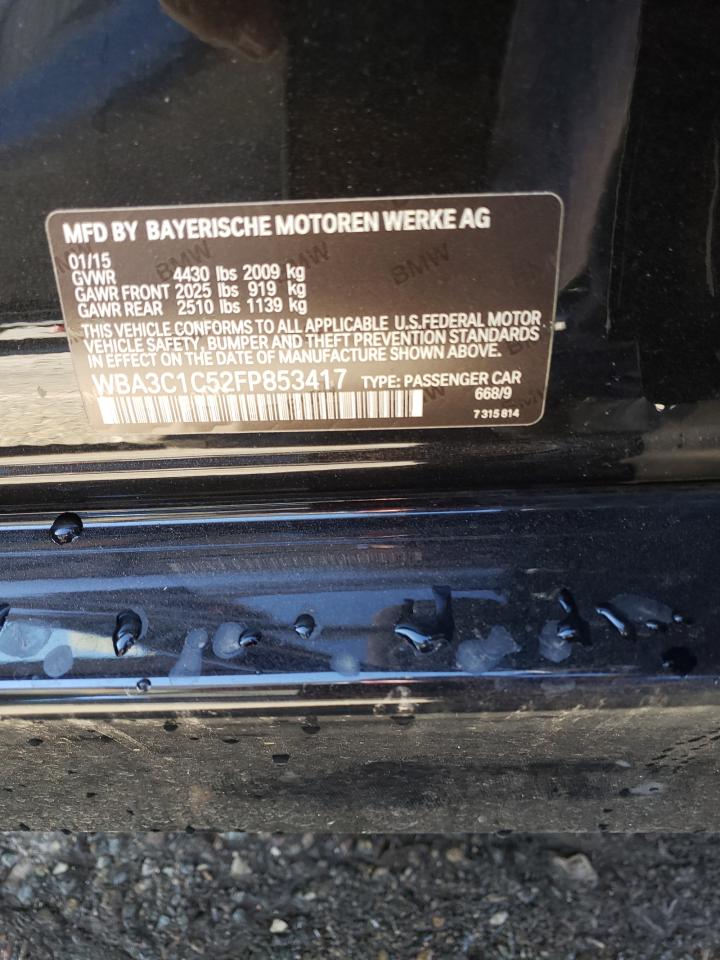 2015 BMW 3er VIN WBA3C1C52FP853417 Copart auction photo, minor dent/scratches damage thumbnail 12