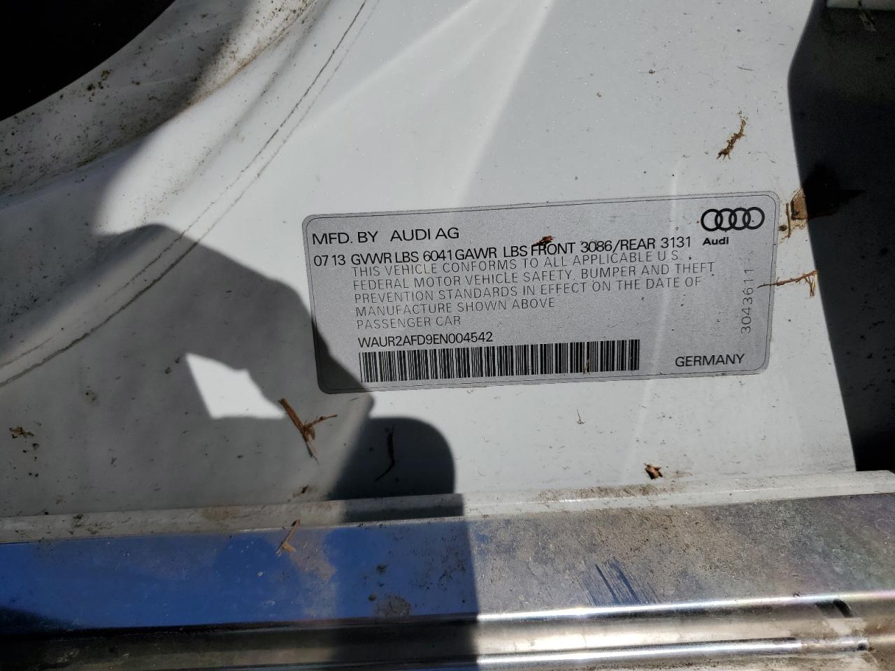 2014 Audi A8 VIN WAUR2AFD9EN004542 Copart auction photo, front end / mechanical damage thumbnail 12