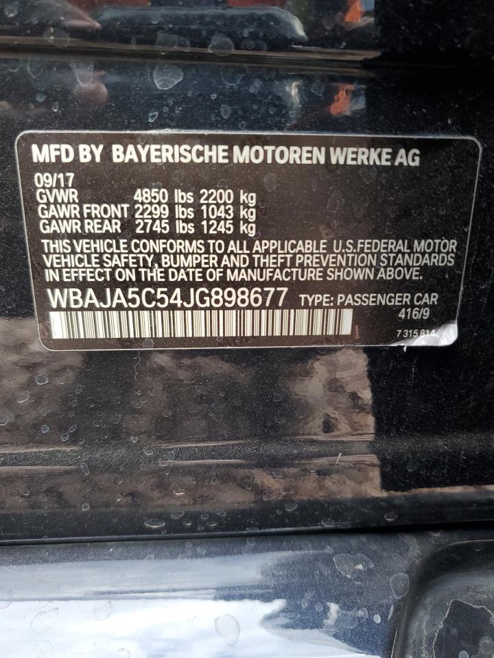 2018 BMW 5er VIN WBAJA5C54JG898677 Copart auction photo, front end damage thumbnail 12