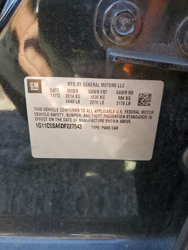 2013 Chevrolet Malibu VIN 1G11C5SA6DF227543 Copart auction photo, side / front end damage thumbnail 12