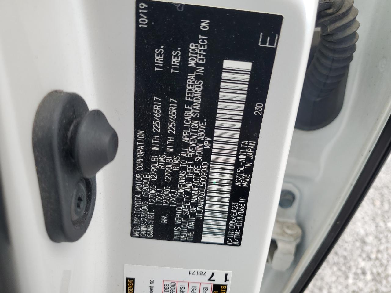 2020 Lexus NX VIN JTJDARDZ0L5009040 Copart auction photo, front end damage thumbnail 14