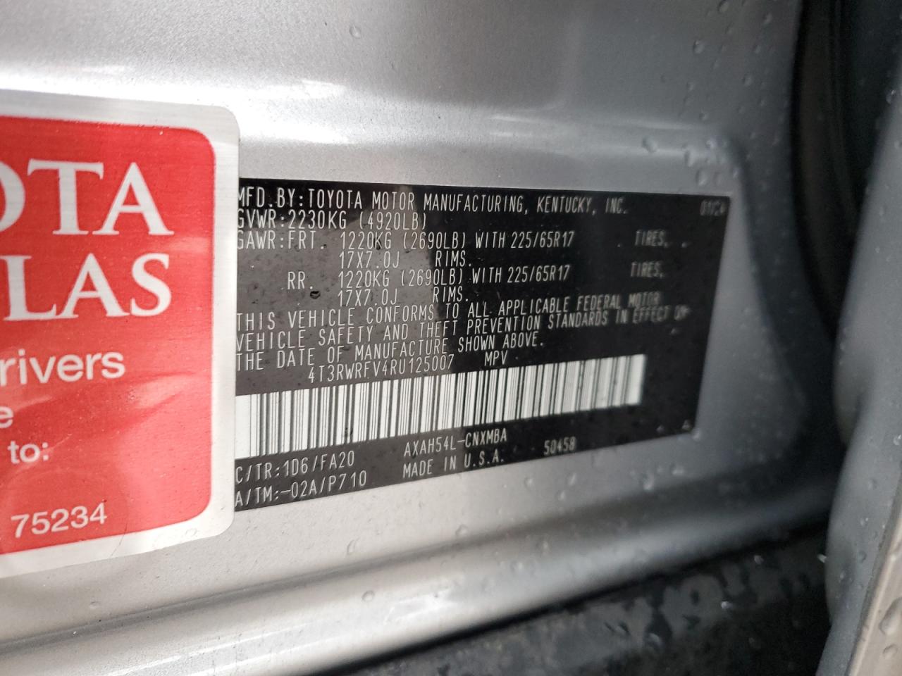 2024 Toyota RAV 4 VIN 4T3RWRFV4RU125007 Copart auction photo, side damage thumbnail 14