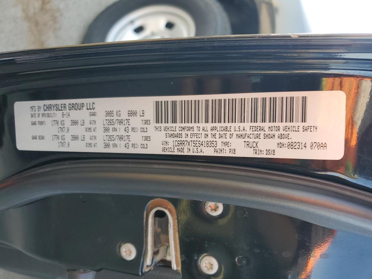 2014 RAM 1500 VIN 1C6RR7XT5ES418353 Copart auction photo, rear end / undercarriage damage thumbnail 13