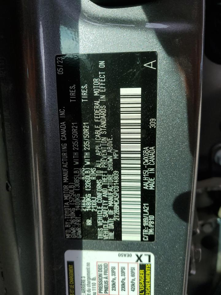 2023 Lexus RX VIN 2T2BBMCA5PC014809 Copart auction photo, water/flood damage thumbnail 14