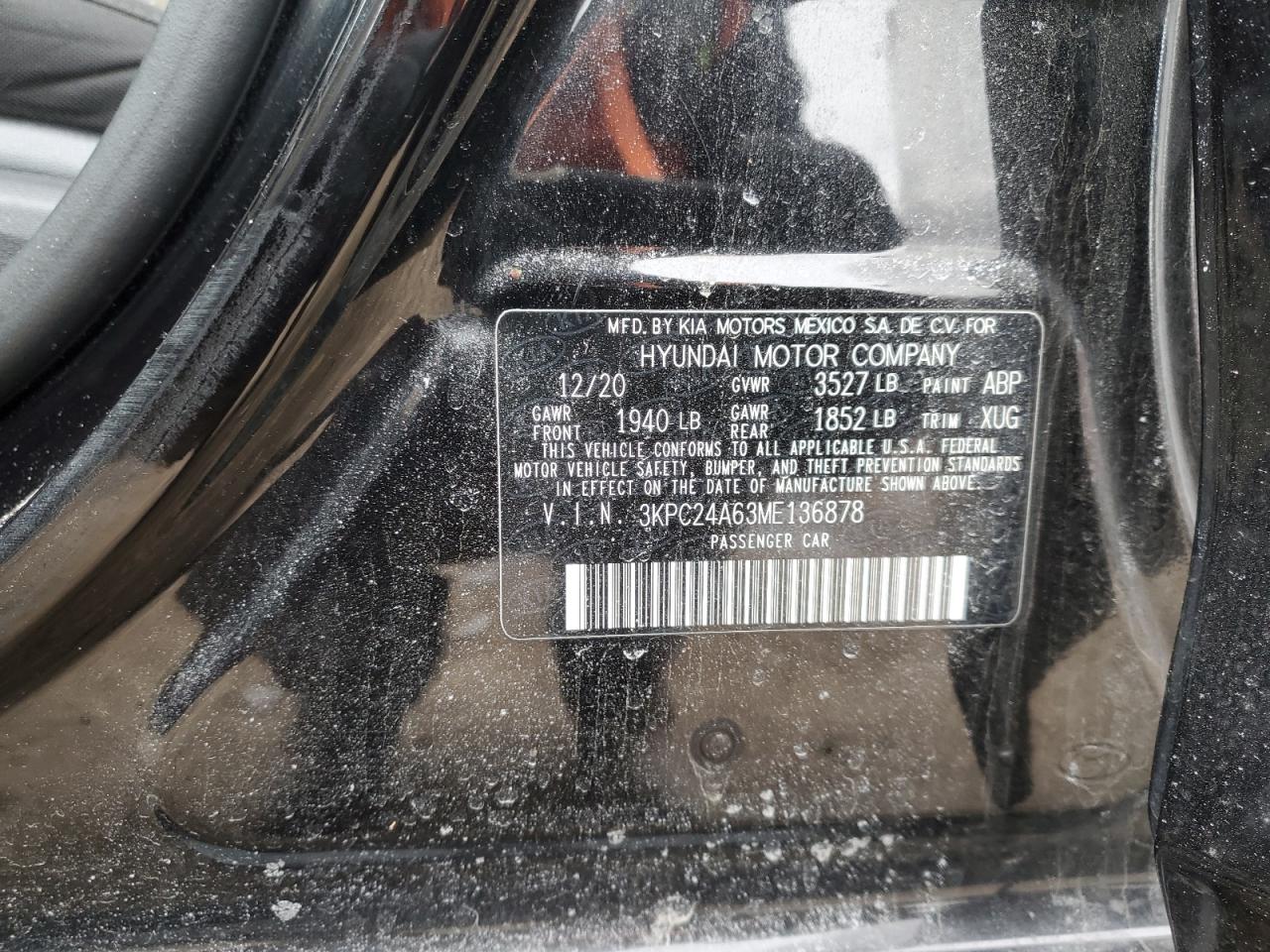 2021 Hyundai Accent VIN 3KPC24A63ME136878 Copart auction photo, all over damage thumbnail 12