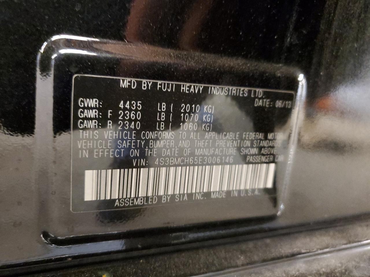 2014 Subaru Legacy VIN 4S3BMCH65E3006146 Copart auction photo, burn - engine / minor dent/scratches damage thumbnail 14