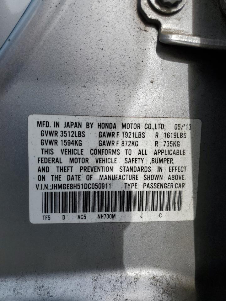 2013 Honda Fit VIN JHMGE8H51DC050911 Copart auction photo, rear end / side damage thumbnail 15