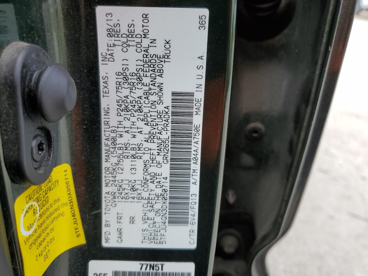 2013 Toyota Tacoma VIN 5TFJU4GN3DX050714 Copart auction photo, front end damage thumbnail 13