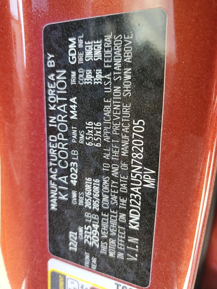 2022 KIA Soul VIN KNDJ23AU5N7820705 Copart auction photo, front end / side damage thumbnail 14