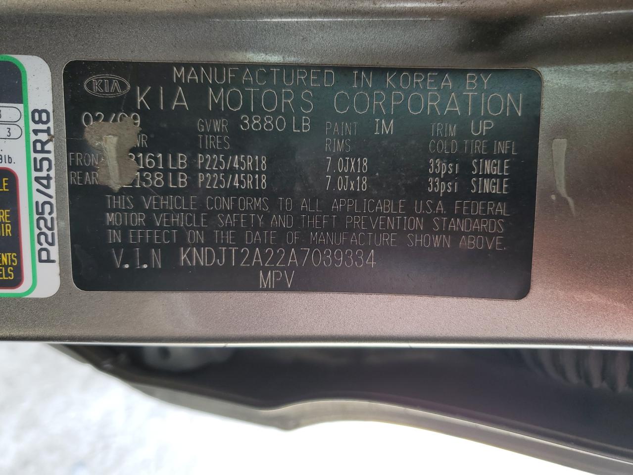 2010 KIA Soul VIN KNDJT2A22A7039334 Copart auction photo, all over damage thumbnail 13